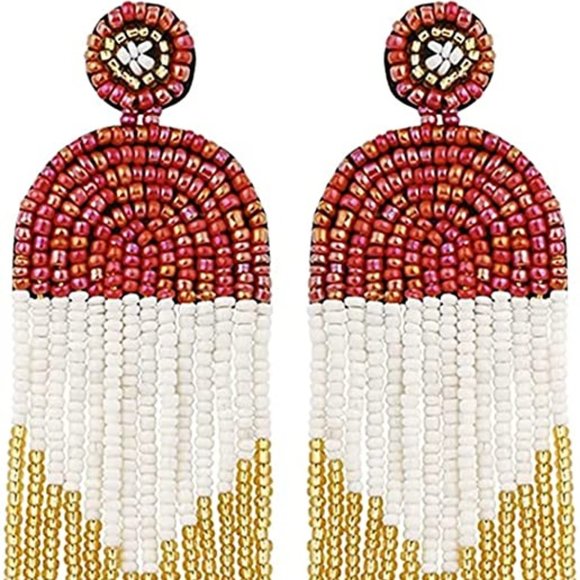 Free People ⭐️ Long Beaded Tassel Earrings - Picture 2 of 2
